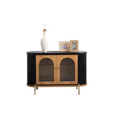 Sideboard Romimex Black Natural Metal MDF Wood 127 x 72 x 46 cm-0