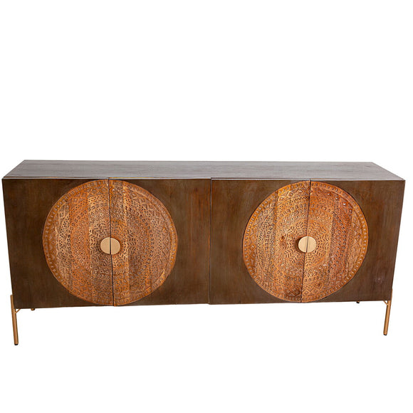 Sideboard Romimex Brown Metal Mango wood 175 x 80 x 40 cm-0