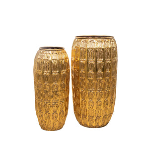 Set of 2 Vases Alexandra House Living Golden Metal 49 x 92 x 49 cm (2 Pieces)-0