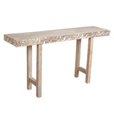 Console Romimex White Natural Mango wood MDF Wood 140 x 74 x 35 cm-0