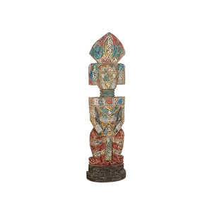 Sculpture Romimex Yellow Red Green Suar wood 33 x 157 x 33 cm Tribal-0