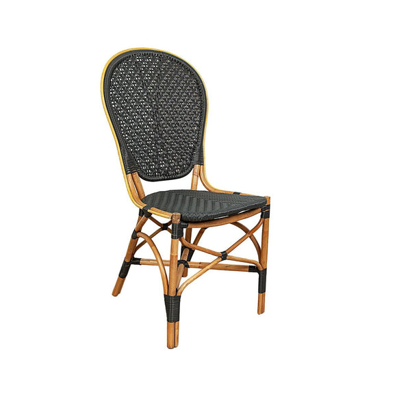 Chair Romimex Black Natural Bamboo Rattan 52 x 103 x 57 cm-0