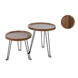 Tables set Romimex Brown Black Wood Metal 2 Pieces-1