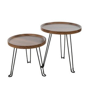 Tables set Romimex Brown Black Wood Metal 2 Pieces-0