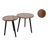 Tables set Romimex Brown Black Wood Metal 2 Pieces-1