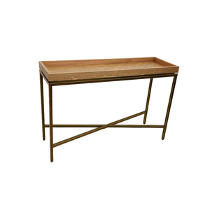 Console Romimex Natural Metal MDF Wood 120 x 32 x 15 cm-0