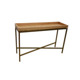 Console Romimex Natural Metal MDF Wood 120 x 32 x 15 cm-0