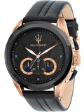 Maserati Watch READY STOCK TRAGUARDO Quartz 45 mm SS IP Rose Gold Leather Strap 10 ATM