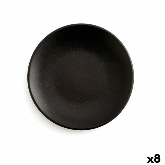 Flat plate Anaflor Vulcano Meat Baked clay Black 25 cm (8 Units)-0