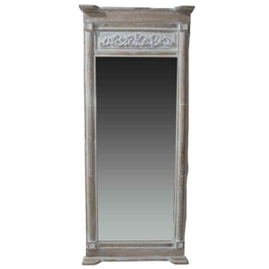 Wall mirror Home ESPRIT White Natural Mango wood MDF Wood Romantic 87,6 x 9,5 x 203 cm-0