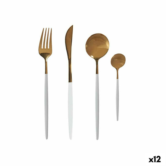 Cutlery Set Golden White Stainless steel (12 Units)-0