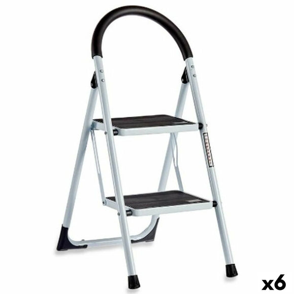Folding ladder White Black Grey Metal 38 x 50 x 84 cm (6 Units)-0