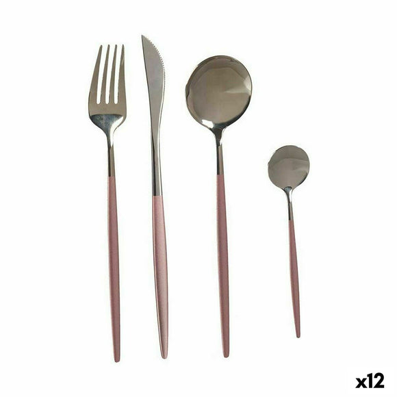 Cutlery Set Pink Silver Stainless steel (12 Units)-0
