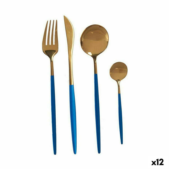 Cutlery Set Blue Golden Stainless steel (12 Units)-0