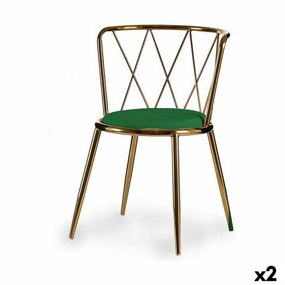 Chair Rhombus Green Golden 50,5 x 73 x 51 cm (2 Units)-0
