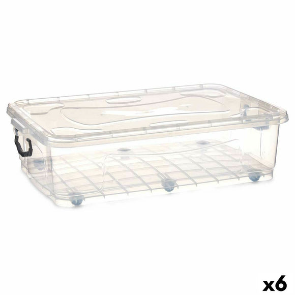 Storage Box with Wheels Kipit Transparent Plastic 40 L 46,5 x 20 x 72,2 cm (6 Units)-0