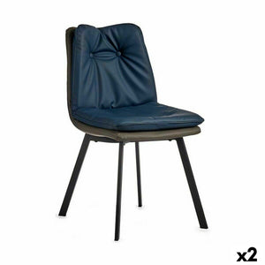 Armchair Buttons Blue Black Grey Steel 62 x 85 x 47 cm (2 Units)-0