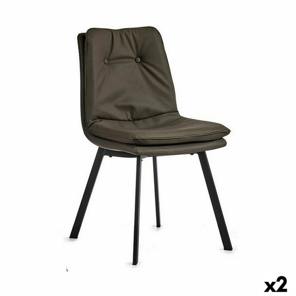 Armchair Buttons Black Grey Steel 62 x 85 x 47 cm (2 Units)-0