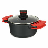 Casserole with glass lid Ø 20 cm Black Aluminium (6 Units)-2