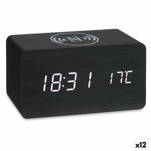 Alarm Clock with Wireless Charger Black-0