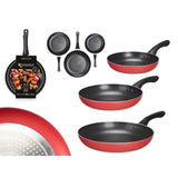 Set of pans Kinvara 2 2 Black Red Aluminium Bakelite 20 x 4 cm 28 x 5 cm 24 x 4,5 cm 28,5 x 46 x 14,5 cm (6 Units)-1