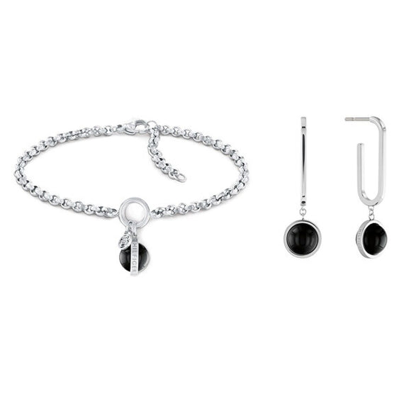 Bracelet and Earrings Set Tommy Hilfiger 2770171 Black Silver-0