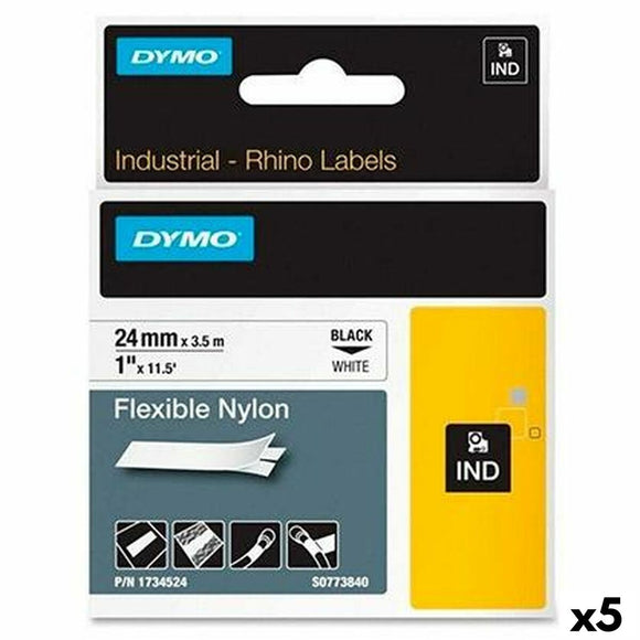 Laminated Tape for Labelling Machines Dymo Rhino Black White (5 Units)-0
