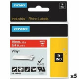 Laminated Tape for Labelling Machines Rhino Dymo ID1-19 19 x 5,5 mm Red White Stick Self-adhesives (5 Units)-0
