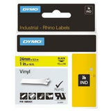 Laminated Tape for Labelling Machines Rhino Dymo ID1-24 24 x 5,5 mm Black Yellow Stick Self-adhesives (5 Units)-1