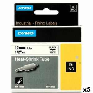 Laminated Tape for Labelling Machines Rhino Dymo ID1-12 White Black 12 x 1,5 mm (5 Units)-0