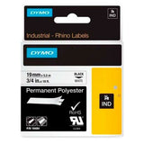 Laminated Tape for Labelling Machines Rhino Dymo ID1-19 19 x 5,5 mm Black Polyester White Self-adhesives (5 Units)-1