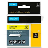 Laminated Tape for Labelling Machines Rhino Dymo ID1-12 Yellow Black 12 x 3,5 mm Self-adhesives (5 Units)-1
