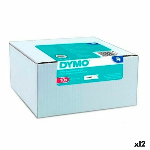 Laminated Tape for Labelling Machines Dymo White Black Self-adhesives 10 Pieces (12 Units)-0