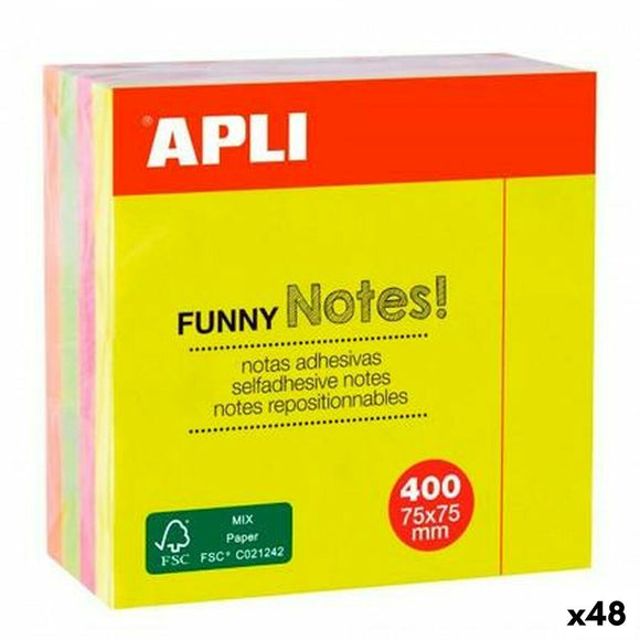 Sticky Notes Apli Funny Multicolour 75 x 75 mm (48 Units)-0