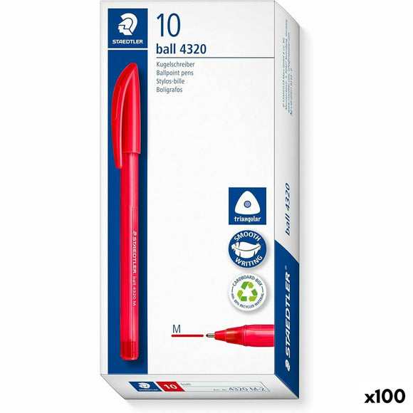 Set of Biros Staedtler Ball 4320 Red 1 mm (100 Units)-0