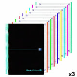 Set of exercise books Oxford Black n Colours Black Turquoise A4+ 160 Sheets (3 Units)-0