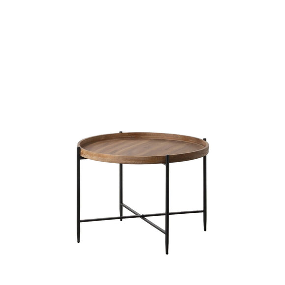Centre Table Black Natural Iron Fir wood 80 x 80 x 55 cm-0