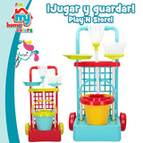 Cleaning Trolley with Accessories Colorbaby Toy 5 Pieces 30,5 x 55,5 x 19,5 cm (12 Units)-5