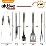 Barbecue utensils Aktive Silicone Stainless steel 12 Units 7,5 x 35 x 1,9 cm (5 Pieces)-1