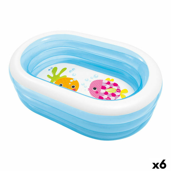 Inflatable Paddling Pool for Children Intex Oval Blue White 230 L 163 x 46 x 107 cm (6 Units)-0