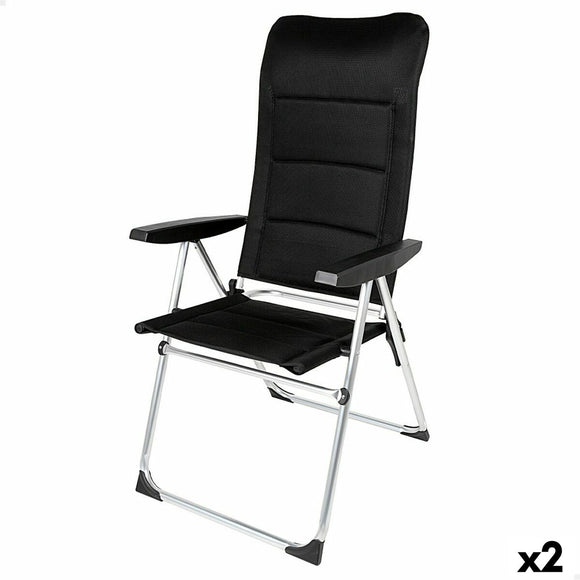 Beach Chair Aktive Deluxe Foldable Black 49 x 123 x 67 cm (2 Units)-0