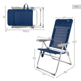 Beach Chair Aktive Slim Foldable Navy Blue 47 x 107 x 66 cm (4 Units)-3