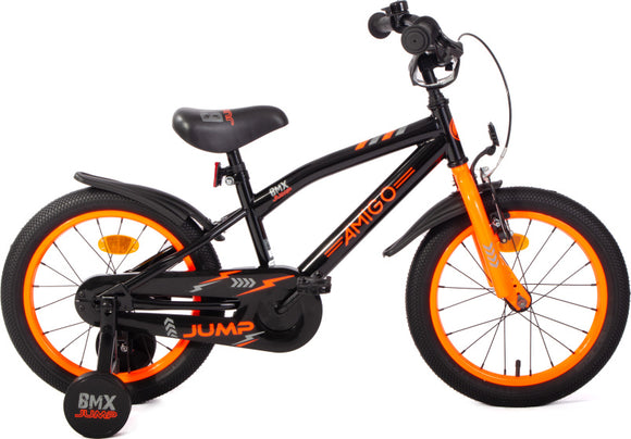 BMX Jump 16 Inch 25,5 cm Boys Coaster Brake Black/Neon Orange-0