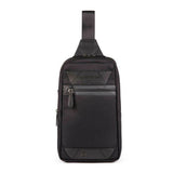 Piquadro Textile Crossbody Bag Mono Sling Trakai Leather & Fabric Black 31 x 18 7 cm For