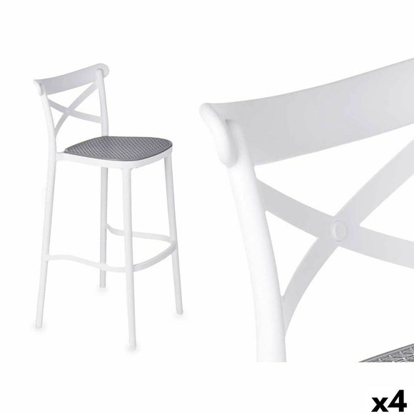 Stool GiftDecor PC-175B White Grey polypropylene Rattan 41 x 103 x 52,5 cm (4 Units)-0