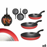 Set of pans Kinvara 2 2 Black Red Aluminium Bakelite 20 x 4 cm 28 x 5 cm 24 x 4,5 cm 28,5 x 46 x 14,5 cm (6 Units)-0