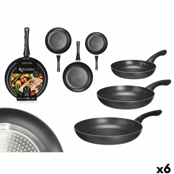 Set of pans Kinvara 1 1 Black Aluminium Bakelite 20 x 4 cm 28 x 5 cm 24 x 4,5 cm 28,5 x 46 x 14,5 cm (6 Units)-0