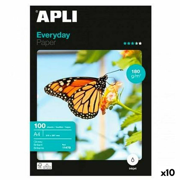 Glossy Photo Paper Apli EVERYDAY A4 100 Sheets (10 Units)-0