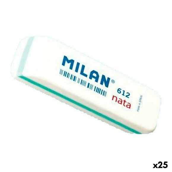 Eraser Set Milan 612 NATA White 7,8 x 2,3 x 1,2 cm 12 Pieces (25 Units)-0