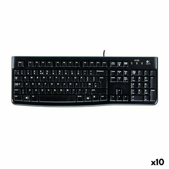 Keyboard Logitech K120 Black Spanish Qwerty (10 Units)-0